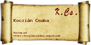 Koczián Csaba névjegykártya